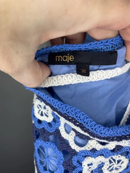 Maje Three-tone Crochet Dress in Blue Size 38(M) - Picture 7 of 11